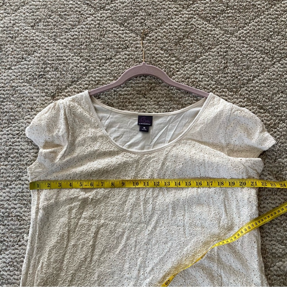 5/$15 Oh Baby Ivory Floral Overlay SS Top XL - Picture 8 of 8